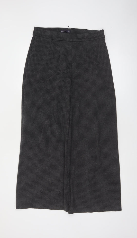 Marks and Spencer Women Grey Wide-Leg Knit Viscose Trousers Size 12