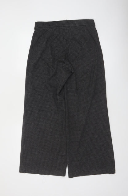 Marks and Spencer Women Grey Wide-Leg Knit Viscose Trousers Size 12