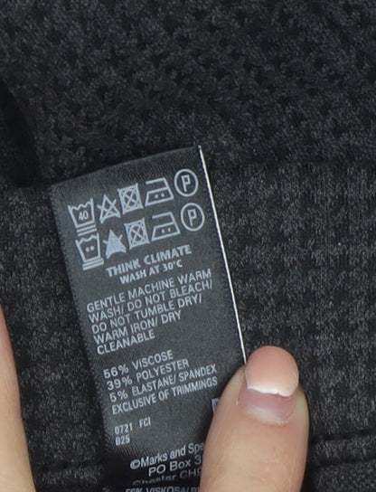 Marks and Spencer Women Grey Wide-Leg Knit Viscose Trousers Size 12