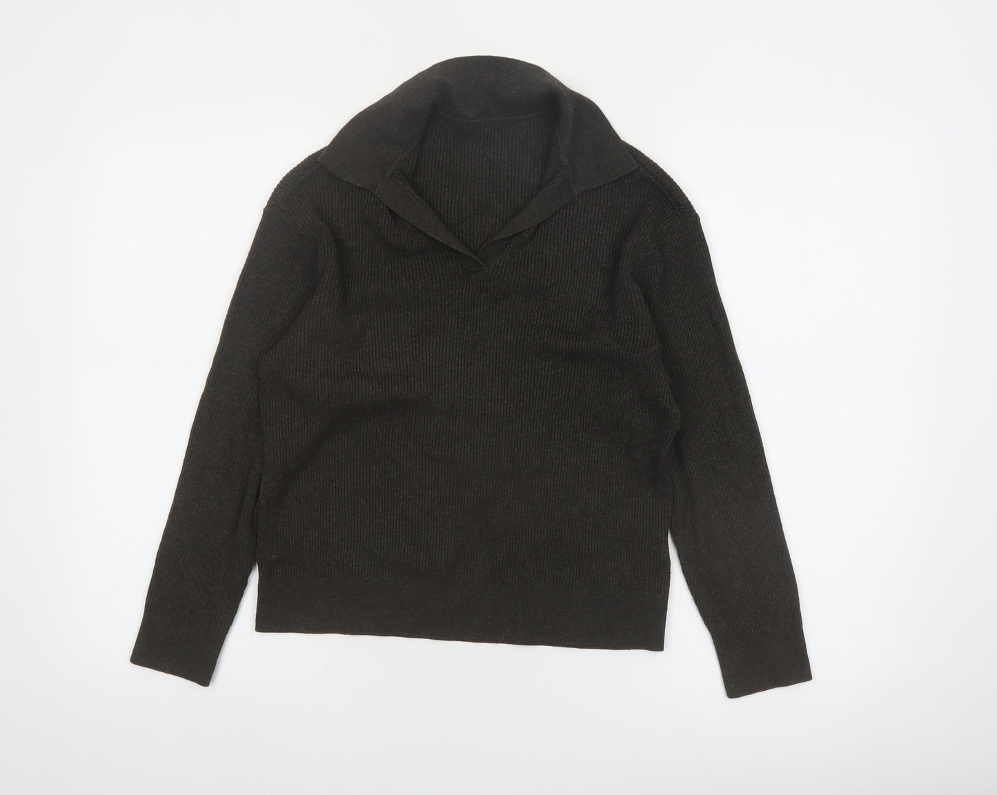 Uniqlo Womens Brown Collared Knit Pullover Jumper Size M