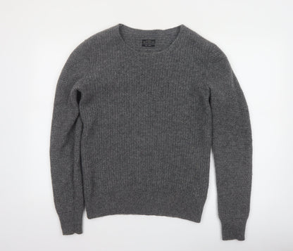 AllSaints Men's Grey Wool Blend Crew Neck Jumper Size S