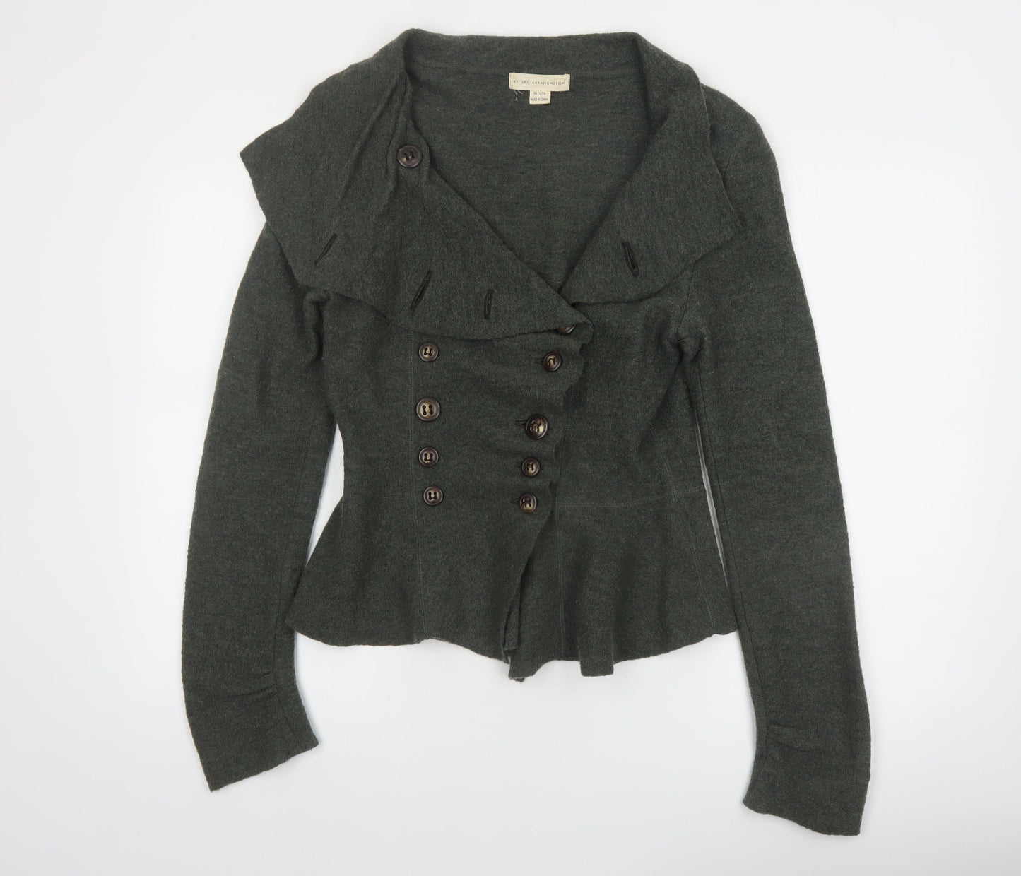 By Gro Abrahamsson Women’s Grey Wool Cardigan Size 12 Button Front
