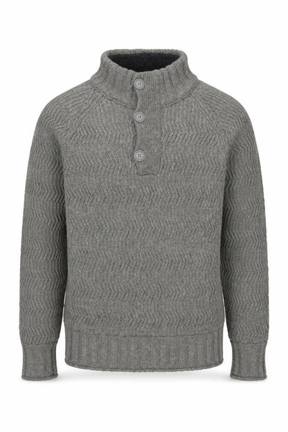Fat Face Mens Grey Wool Henley Jumper Medium Knit High Neck