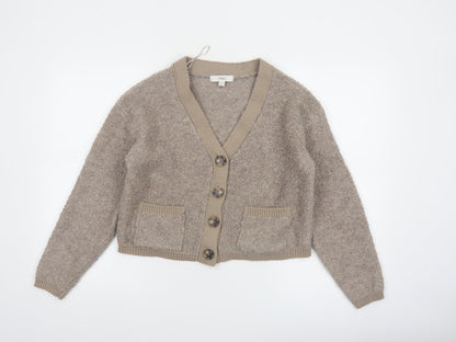 Marks and Spencer Women Beige Wool Blend Button Cardigan Size S