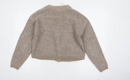 Marks and Spencer Women Beige Wool Blend Button Cardigan Size S