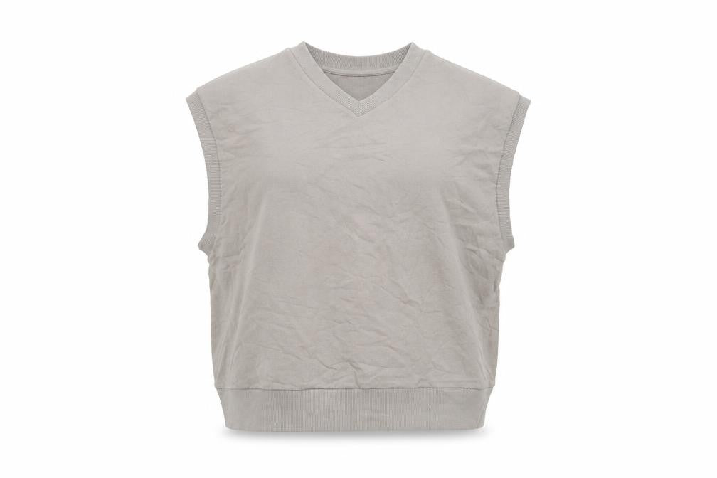 Collusion Women Beige Sleeveless Vest Hoodie Medium Cotton Casual