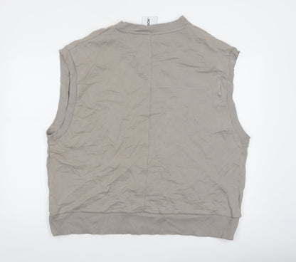 Collusion Women Beige Sleeveless Vest Hoodie Medium Cotton Casual