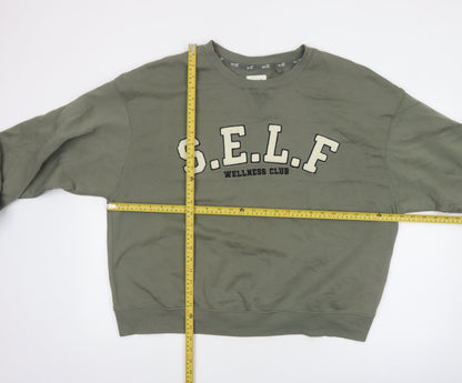 Next SELF Wellness Club Khaki Green Pullover Sweatshirt Women UK 20