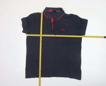 Hugo Boss Men's Blue Regular Fit Cotton Polo Shirt XL