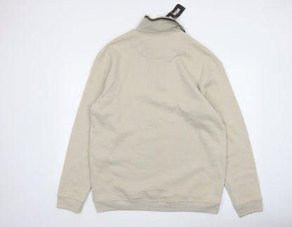 Vintage Men's Beige Collared XL Henley Sweatshirt