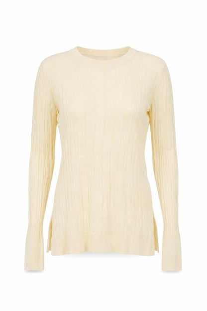 Next Women Beige Knit Long Sleeve Basic Crew Neck Top Size 10