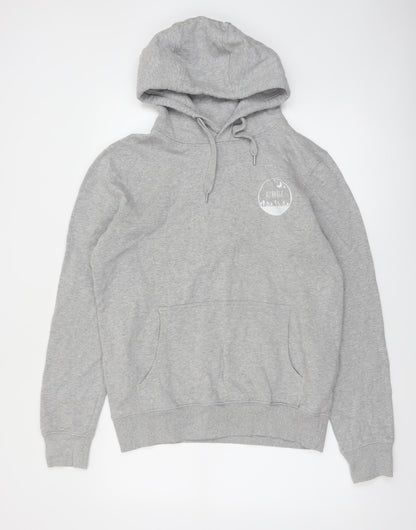 Earth Positive Men's Grey Pullover Hoodie M Regular Fit Graphic