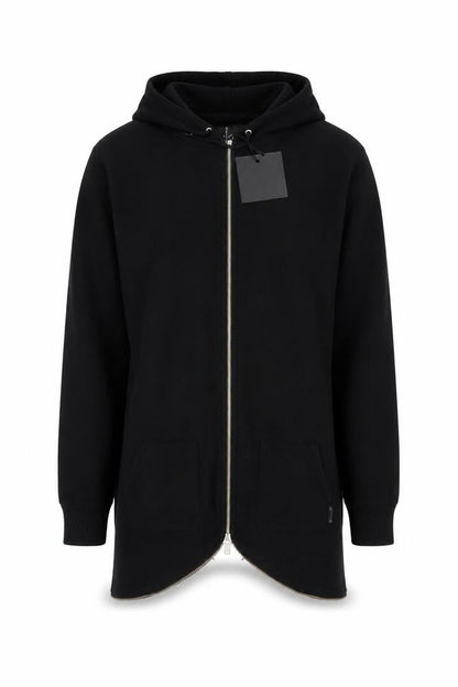N1SQ Men's Black XL Full Zip Cotton Hoodie with Drawstring