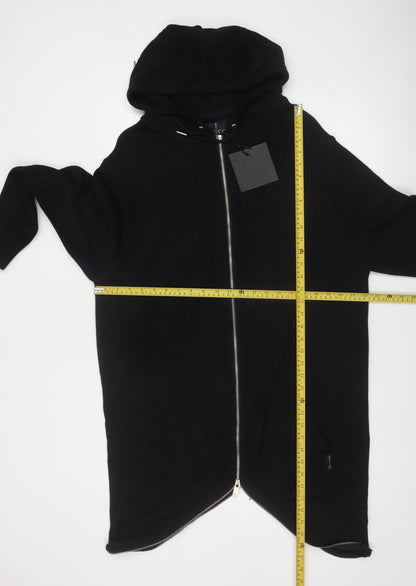 N1SQ Men's Black XL Full Zip Cotton Hoodie with Drawstring