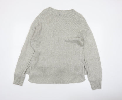 New Look Women Grey Knit Acrylic Crew Neck Pullover Jumper Size M