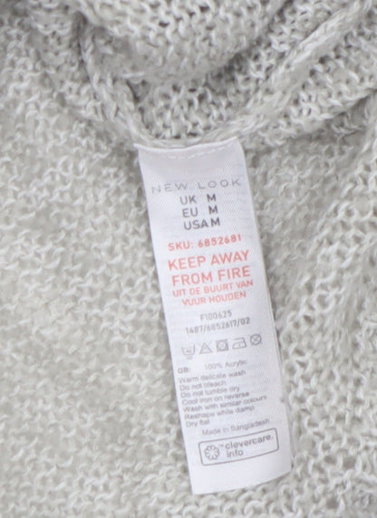 New Look Women Grey Knit Acrylic Crew Neck Pullover Jumper Size M