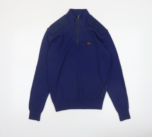 Paul & Shark Men’s Blue Wool Blend 1/2 Zip Jumper Size S