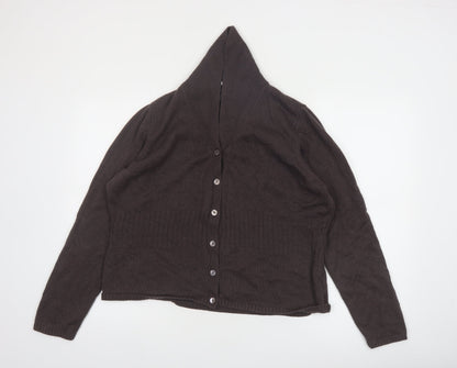 Marks and Spencer Women Brown Silk Cashmere Hooded Cardigan UK 20