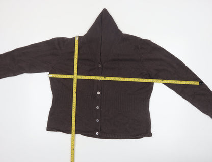 Marks and Spencer Women Brown Silk Cashmere Hooded Cardigan UK 20