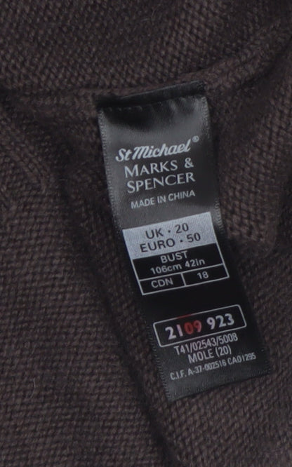 Marks and Spencer Women Brown Silk Cashmere Hooded Cardigan UK 20
