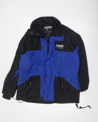 Rainbird Mens Blue Black Waterproof Hooded Windbreaker Jacket S