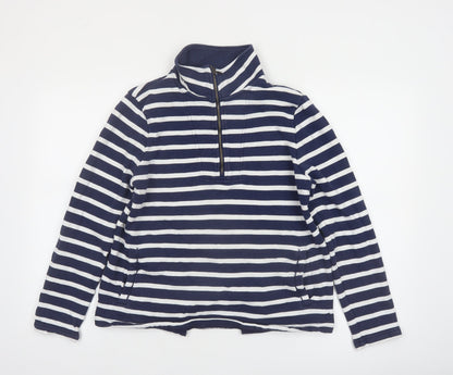 Joules Womens Navy White Striped 1/2 Zip Pullover Sweatshirt Size 10