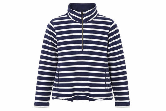 Joules Womens Navy White Striped 1/2 Zip Pullover Sweatshirt Size 10