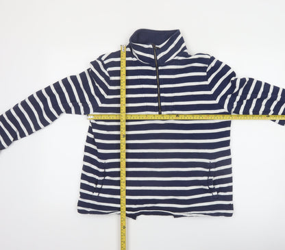 Joules Womens Navy White Striped 1/2 Zip Pullover Sweatshirt Size 10