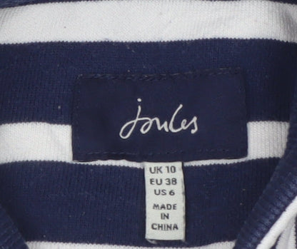 Joules Womens Navy White Striped 1/2 Zip Pullover Sweatshirt Size 10