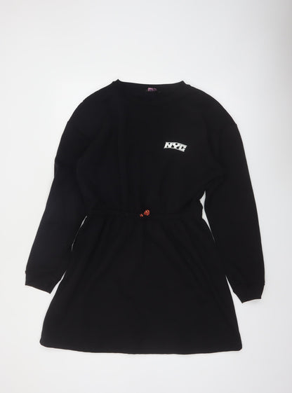 Candy Couture Girls Black NYC T-Shirt Dress Age 13 Long Sleeve Casual