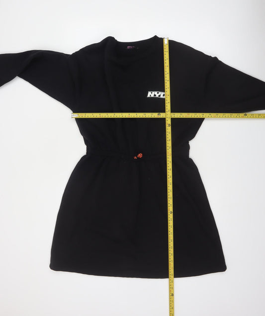 Candy Couture Girls Black NYC T-Shirt Dress Age 13 Long Sleeve Casual