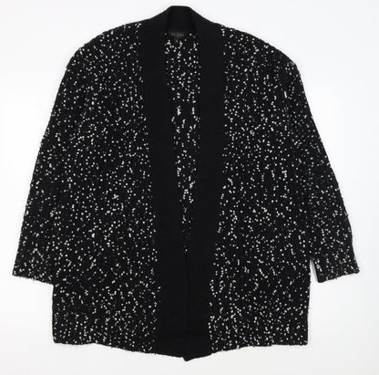Ted Baker Women's Black White Cardigan S Open-Knit Bouclé Relaxed