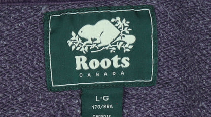 Roots Canada Womens Purple Full Zip Hoodie Size L Cotton Blend