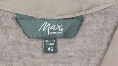 Max Womens Brown XS Shift Dress Wool V-Neck Short Sleeve