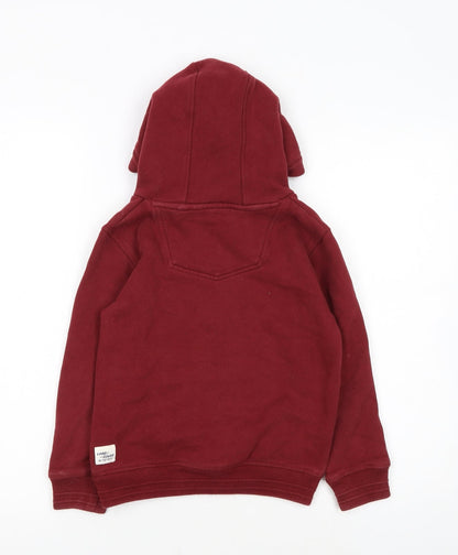 FatFace Boys Red Land Rover Hoodie 5-6 Years Pullover Cotton Fleece