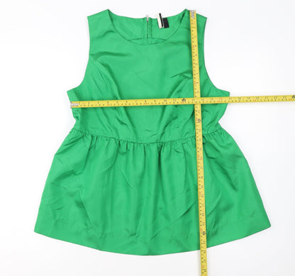 Topshop Women’s Green Sleeveless Tunic Blouse UK 14 Polyester Zip Back