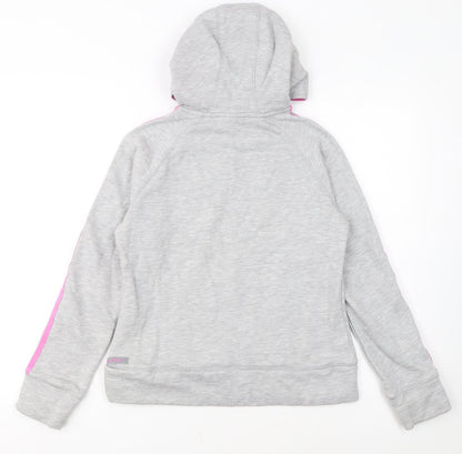 Adidas Womens Grey Pink Hooded Pullover Hoodie Size 12