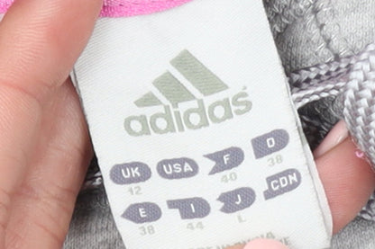 Adidas Womens Grey Pink Hooded Pullover Hoodie Size 12