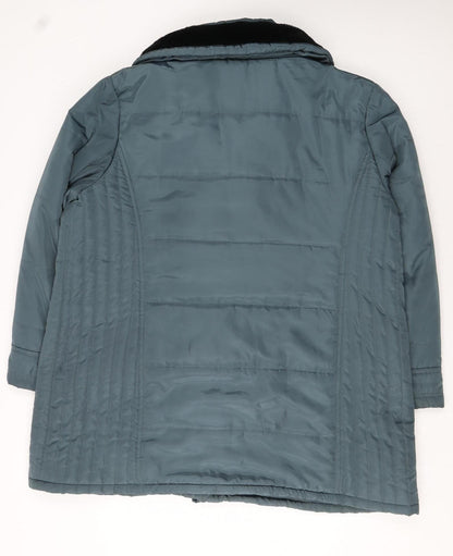 JBC Collection Womens Blue Long Puffer Coat Size 24 Faux Fur Collar