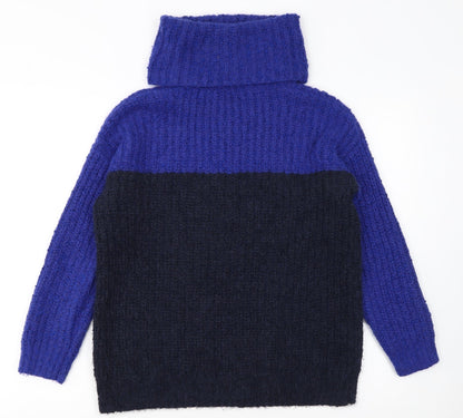 Marks and Spencer Women’s Blue Roll Neck Chunky Knit Jumper Size S