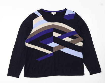 CC Womens Multicoloured XL Geometric Knit Long Sleeve Pullover Jumper