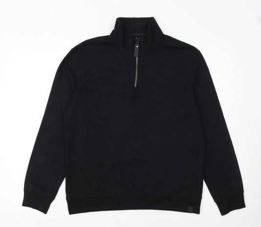 Soul Star Men's Black 1/2 Zip High Neck Fleece Sweatshirt Size M