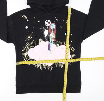 Disney at Primark Girls Black Hoodie 9-10 Years Pullover Graphic Fleece