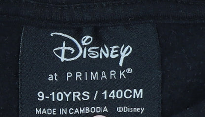 Disney at Primark Girls Black Hoodie 9-10 Years Pullover Graphic Fleece