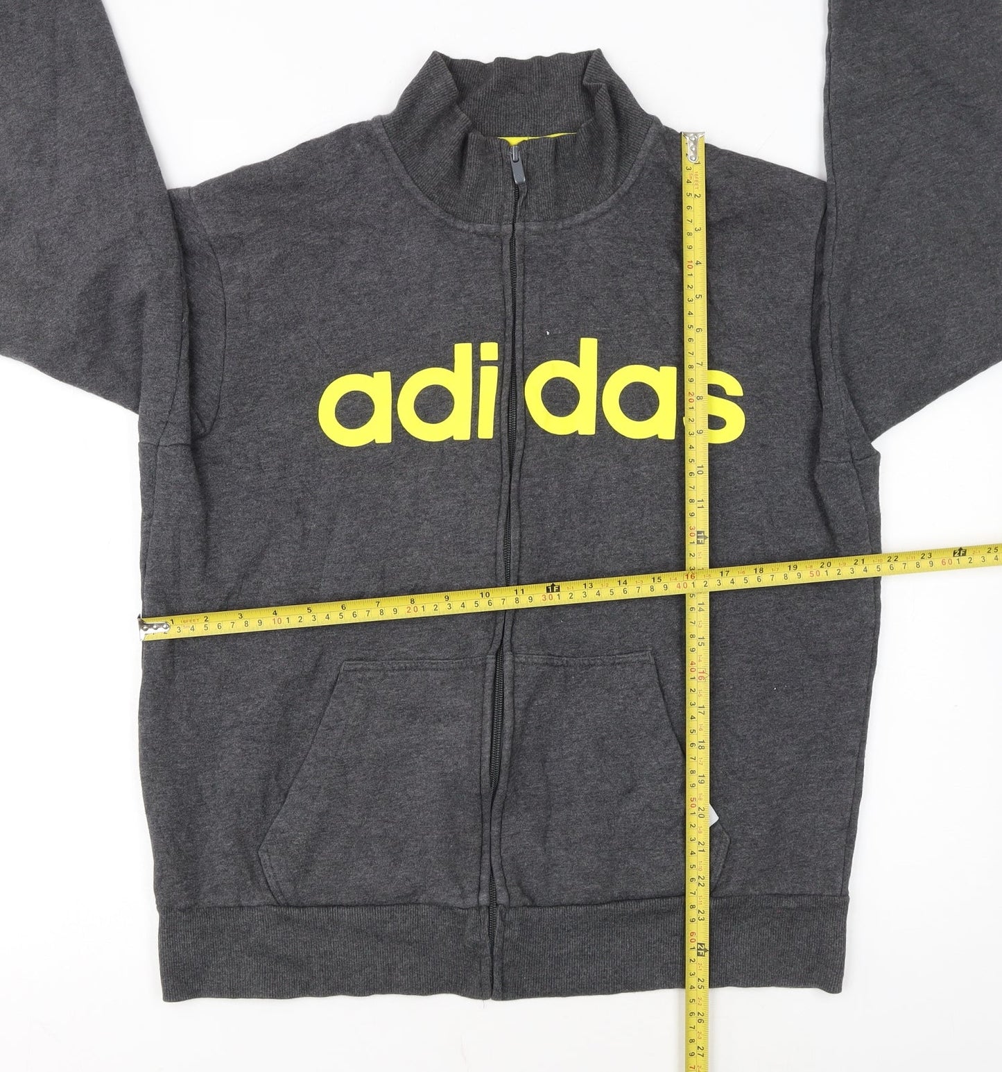 Adidas Men's Grey Track Jacket L Full Zip Cotton Blend Activewear