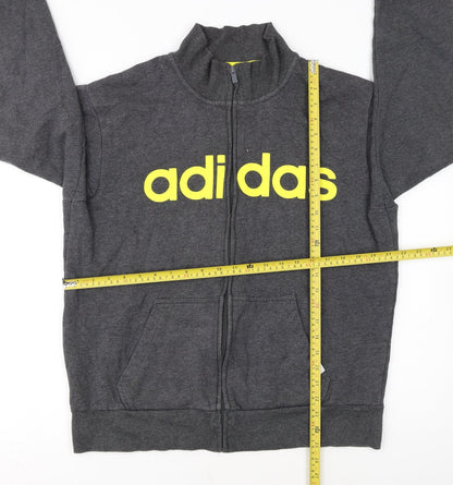 Adidas Men's Grey Track Jacket L Full Zip Cotton Blend Activewear