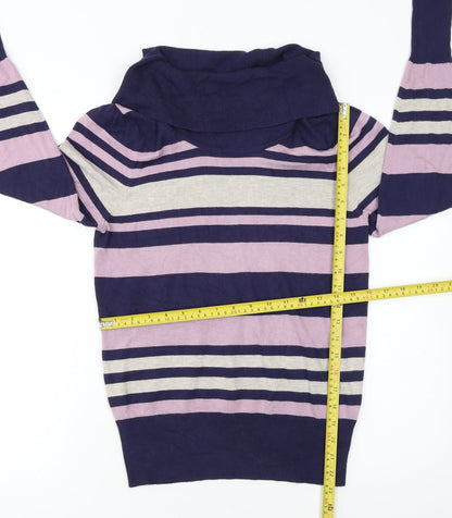 Marks and Spencer Womens Multicoloured Striped Cowl Neck Jumper Size 12
