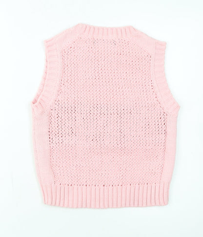 Primark Women Pink Knit Crew Neck Sleeveless Vest Jumper M