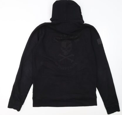 Thrudark Men’s Black Pullover Hoodie Skull Logo Fleece Size M