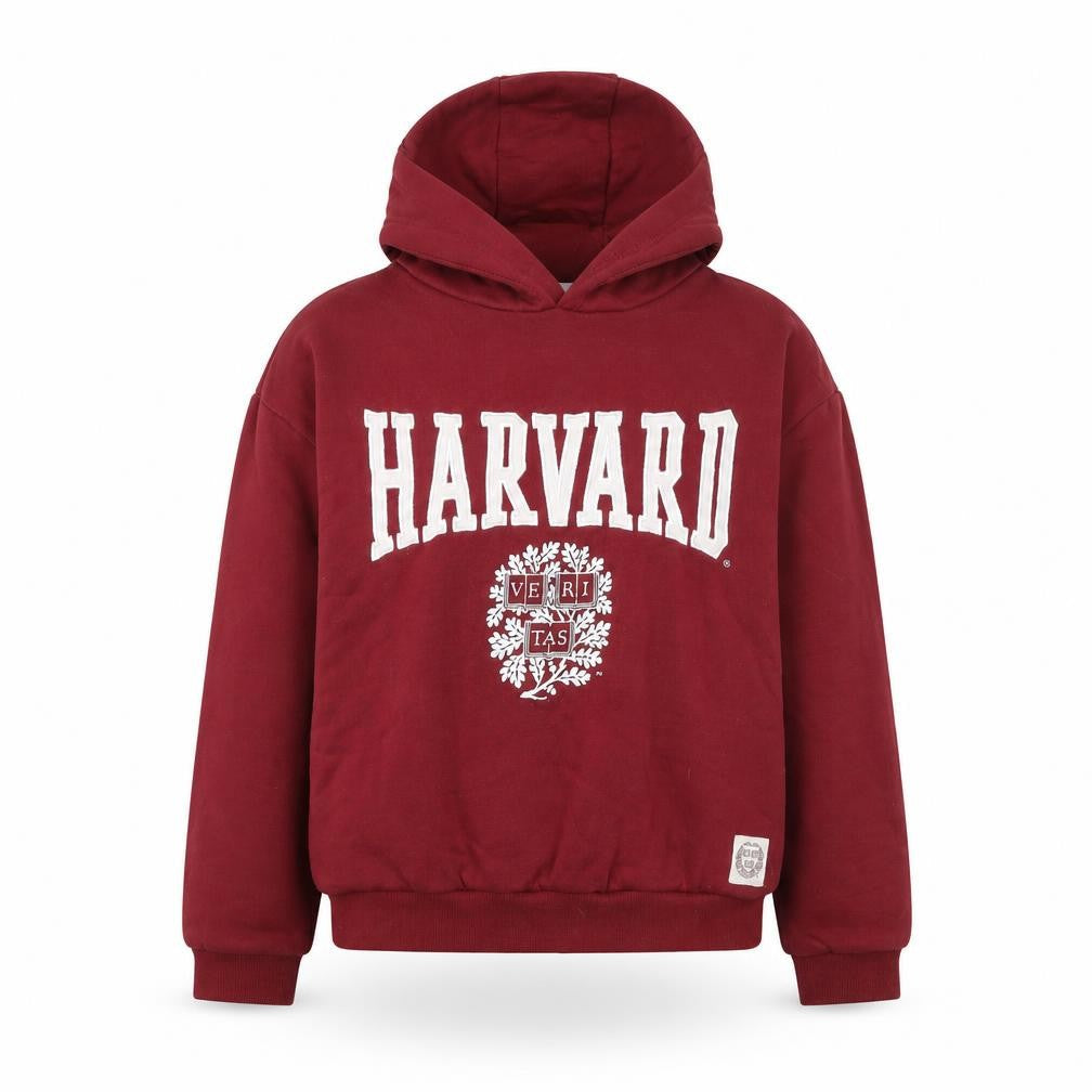 Front view of Harvard boys’ burgundy hoodie 12-13 years pullover fleece sweatshirt